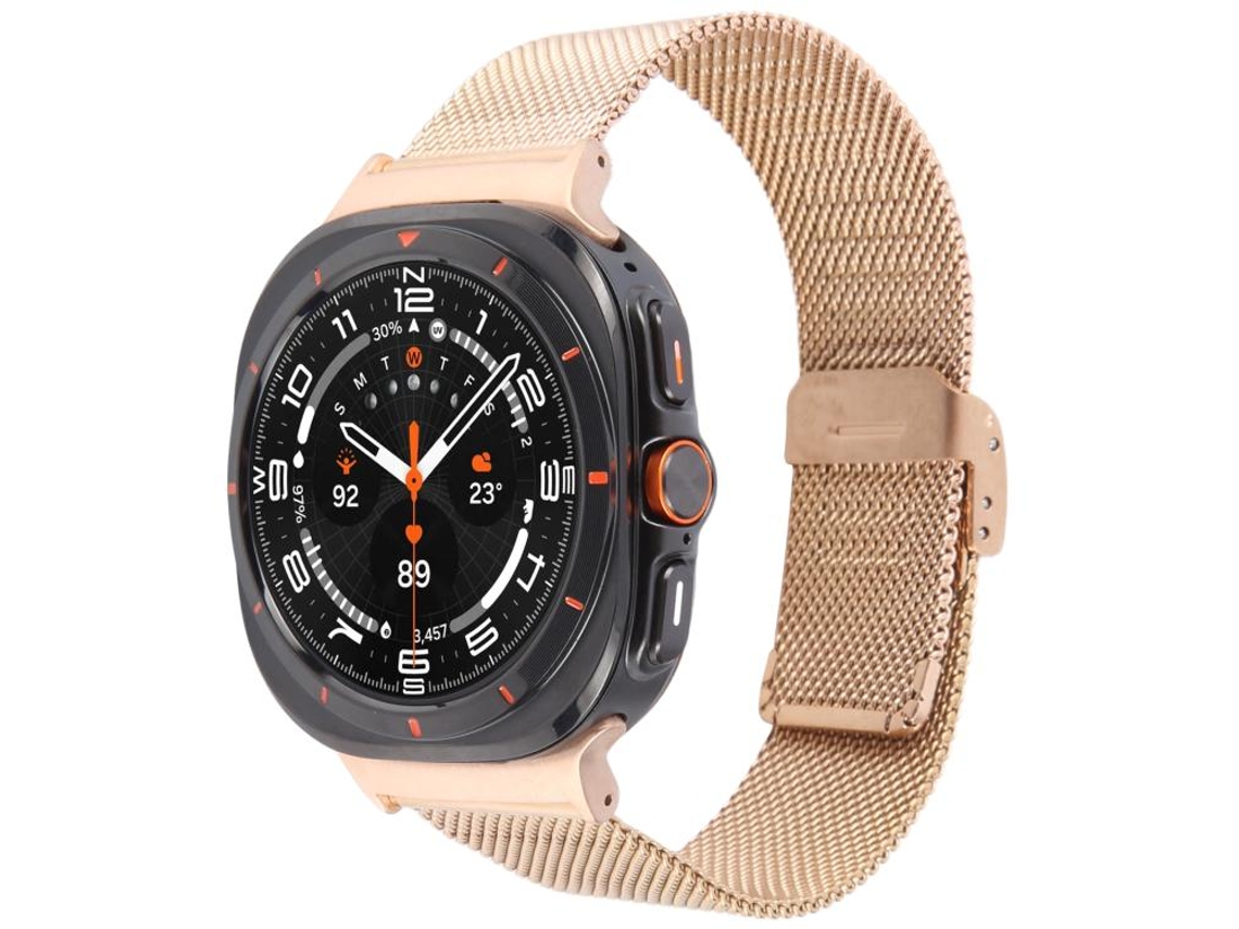 Bracelete Para Samsung Galaxy Watch Ultra - Metal Com Fivela Milanês (47mm) - Ouro Rosa