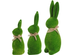 Estátua de Coelho Escultura Verde em Pé Coelho Artificial Flocado com Musgo e Cachecol para Decoração de Primavera e CHABERLU