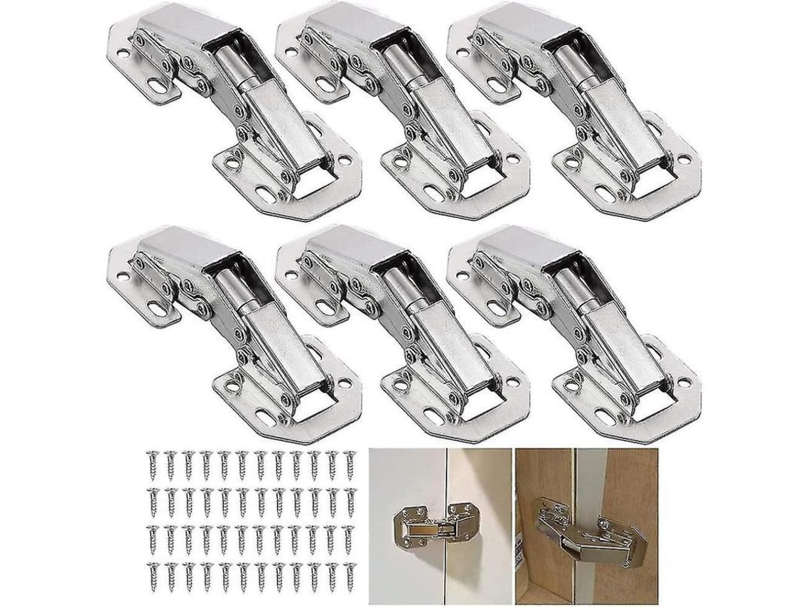 6 Peças De Dobradiças Invisíveis De Móveis Com Amortecedor Hidráulico Para Portas De Cozinha E Armários