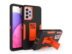 2026 capa para Samsung Galaxy A33 5g Anti queda Pc+tpu com Suporte Integrado e Placa de Carro Preto Laranja