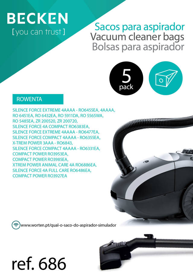 Sacos de Aspirador BECKEN Refª 686 (5 unidades)