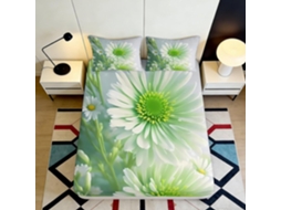 Conjunto de Cama com Estampa 3d Margaridas Microfibra Fronha 200x25cm