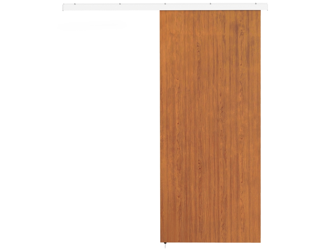 Porta de Correr 90x210 Cm, Ferragens e Guia Piso Alumínio Rolo Marrom