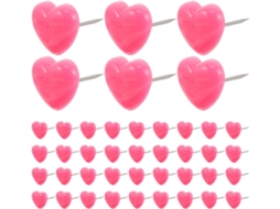 Conjunto de 100 Tachinhas Criativas em Formato de Coração Rosa para Pendurar Fotos na Parede, Feitas de Resina e Metal, São