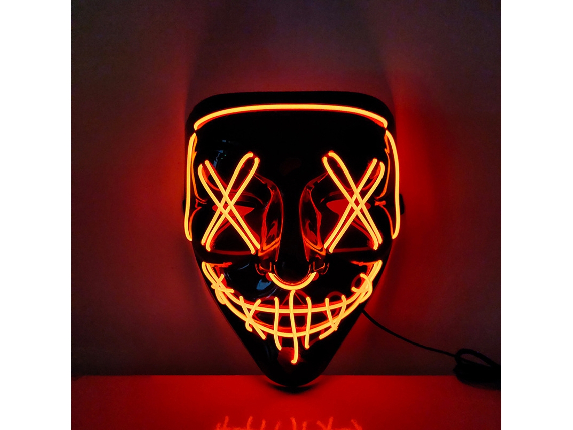 Laxiscreed Máscara De Halloween Led Assustadora Para Cosplay Vermelha