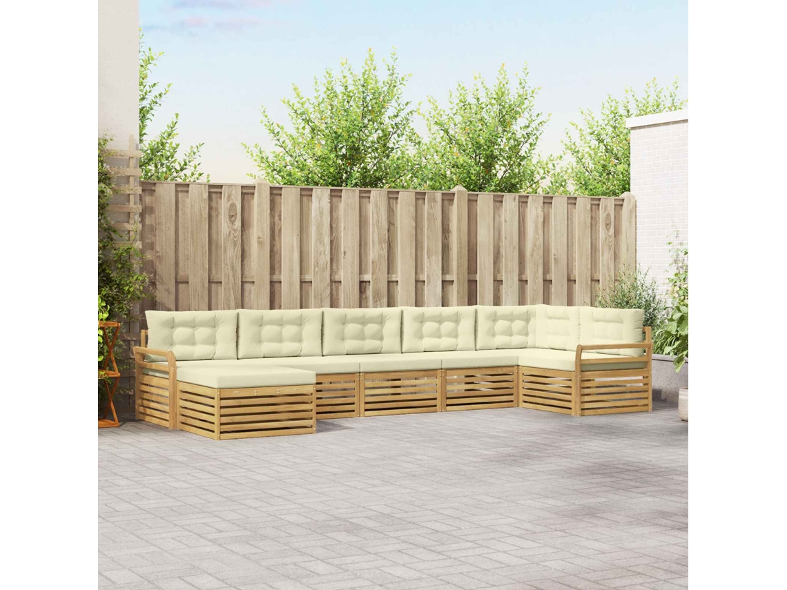 Vidaxl Conjunto De Sofás Para Exterior 7 Unid. Branco E Creme