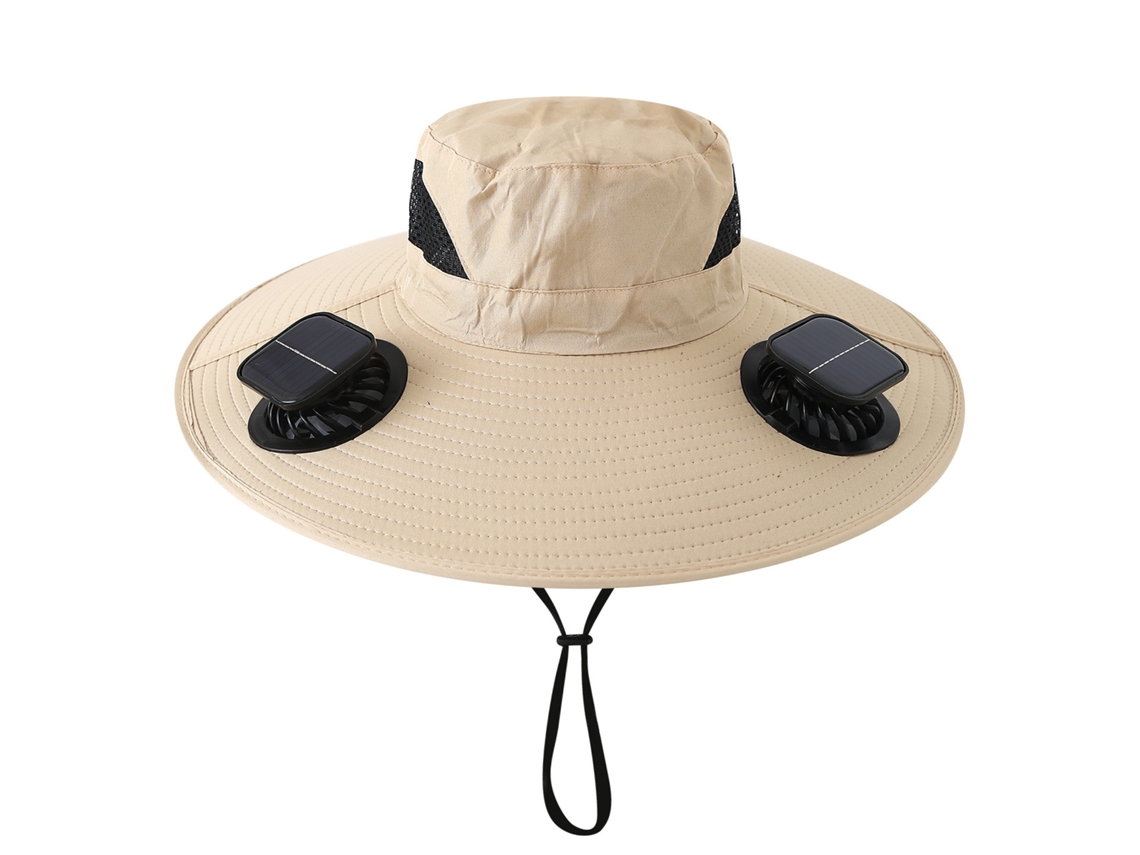 Chapéu com Ventilador Solar , Recarregável, para Pesca e Atividades Ao Ar Livre. MDUG (quadrado Cáqui)