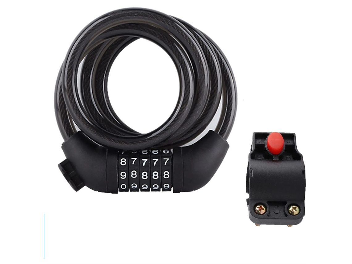Cadeado Para Bicicleta, Cadeado Antifurto Com Combinação Reconfigurável, Cadeado De Segurança Sem Chave De 5 Dígitos, Cabo Retráti Aquaforge