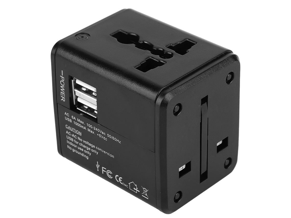 Laxiscreed Adaptador De Viagem Universal Com Dobre Usb, Tensão Compatível Com Portugal