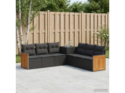 Vidaxl Conjunto De Sofás 7 Unid. Preto Rattan Poliéster E Aço