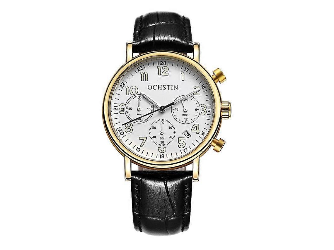 Relógio De Quartzo Multifuncional Ochstin 5081a Com Pulseira De Couro, Luminoso E À Prova D'água.