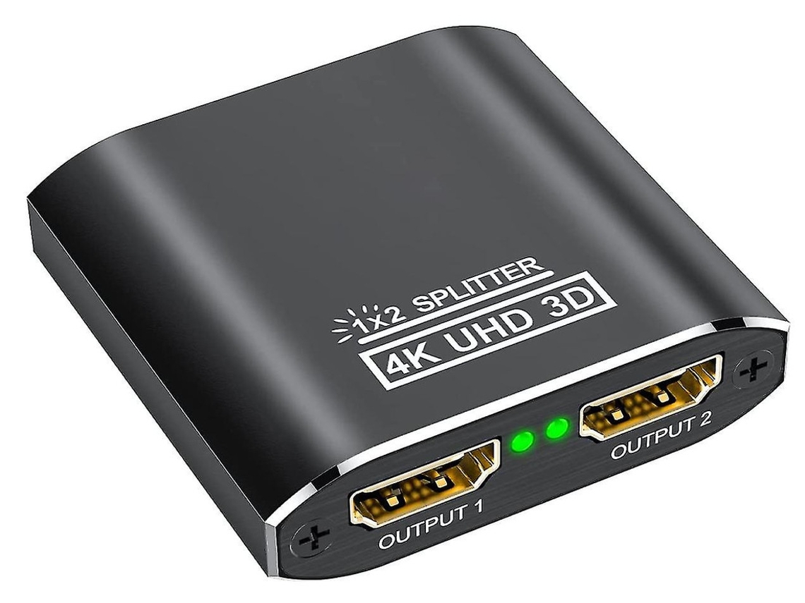 Divisor 4k Hdmi Switch Hdmi, Alumínio, 1 Entrada 2 Saída, Exibição Simultânea, 4k30hz, 3d, Uhd, 1080p, Para Xbox Etc Dispositivos Preto Yizhood