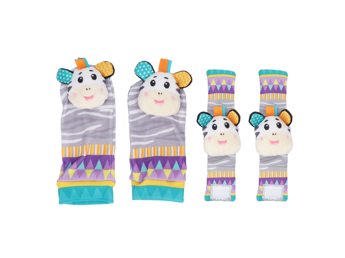 Primerox conjunto de Pulseiras com Chocalhas e Meias para Bebê, Brinquedo Educativo Suave 0 6 Meses