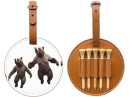 Bolsa para Tees de Golfe com estampa de Urso Pardo dançante, preta | S/MARCA