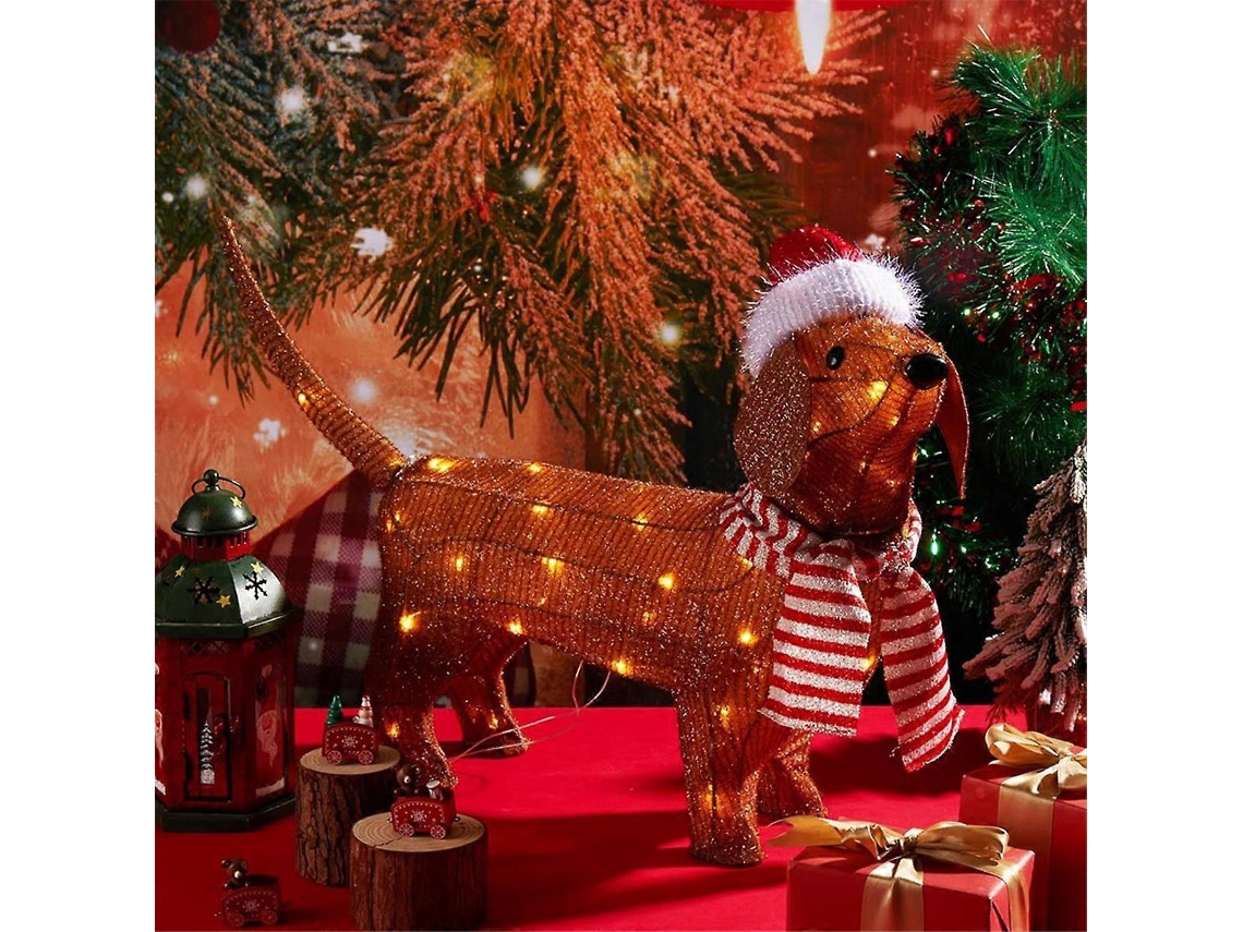 Iluminação De Natal Em Forma De Salsicha Com Cachecol Vermelho