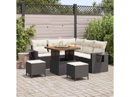 Conjunto De Sofá De Jardim 8 Pcs Preto E Creme 80 X 80 X 71 Cm Haochrymec