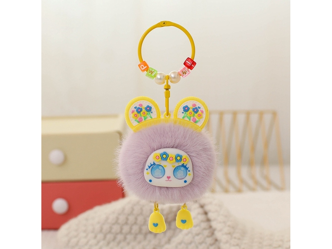 Chaveiro de Pelúcia Estilo Chinês Elfo Boneco Brinquedo para Menina Roxo e Amarelo CHABERLU