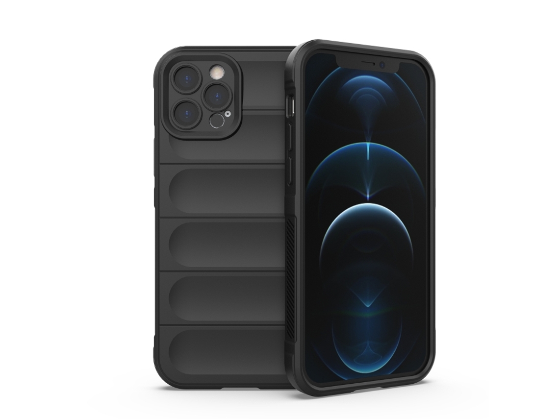 Capa Halinuia Para Iphone 12 Pro Magic Shield Tpu Preto (proteção Integral, Interior Em Flanela)