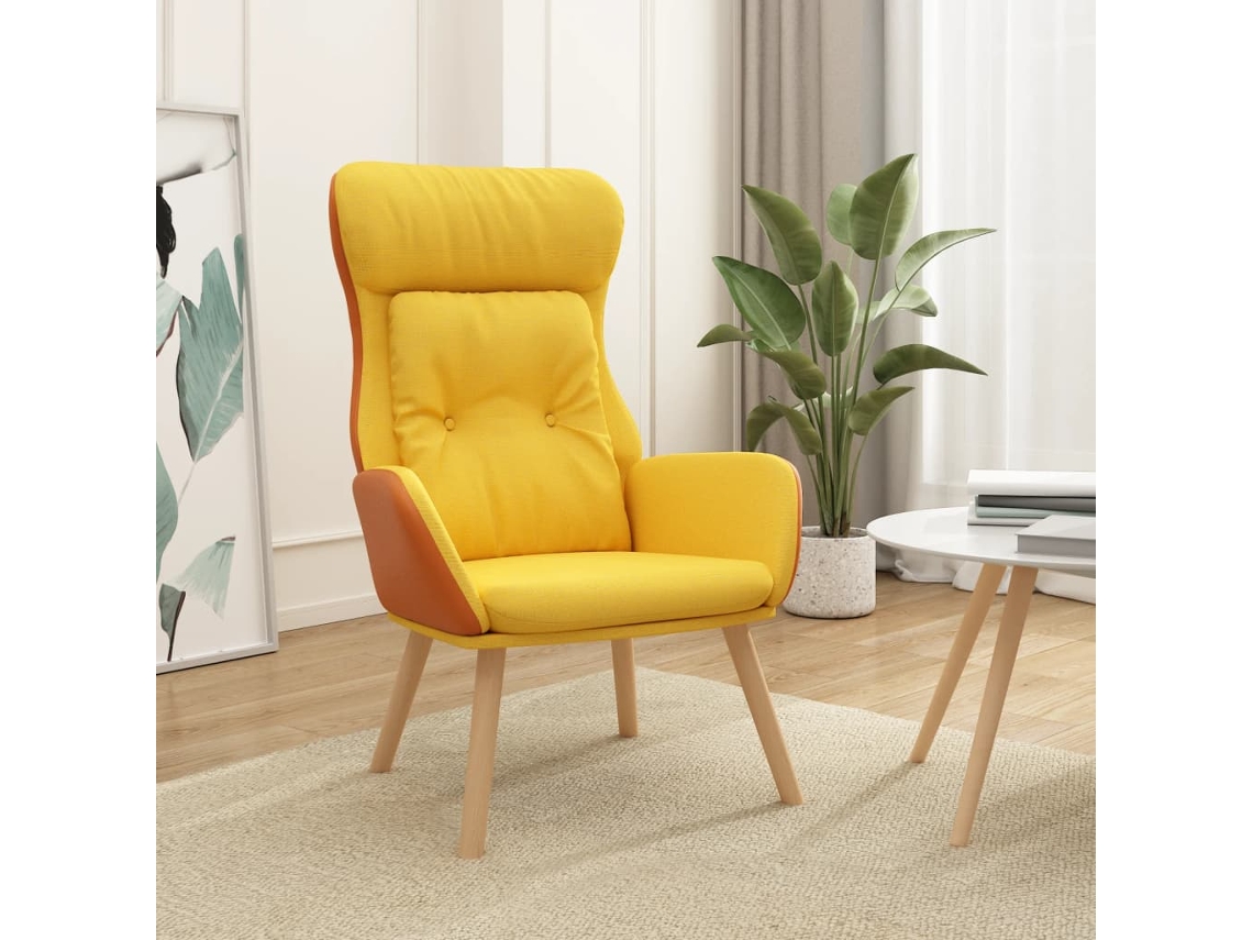 Vidaxl Cadeira De Descanso Pvc E Tecido Amarelo Mostarda