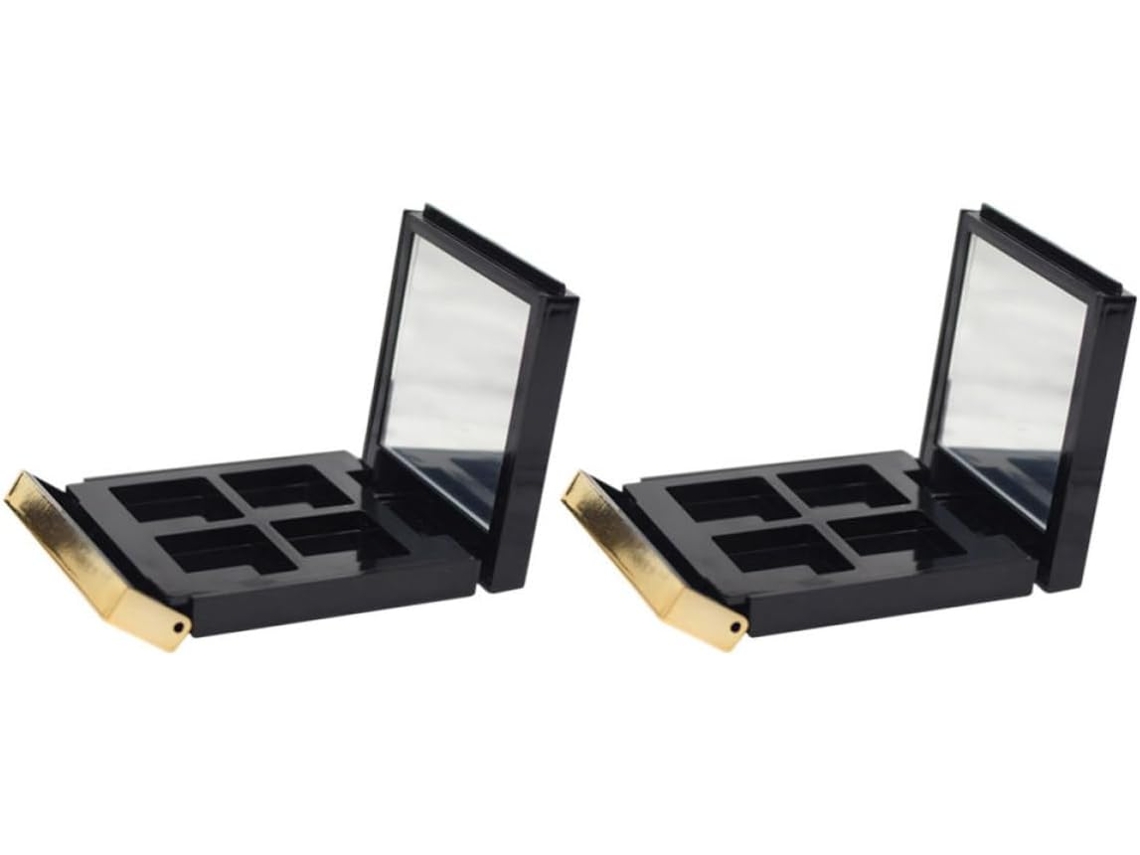 Estojo Para Sombras De Olhos De 2 Peças, Com 4 Compartimentos E Espelho.