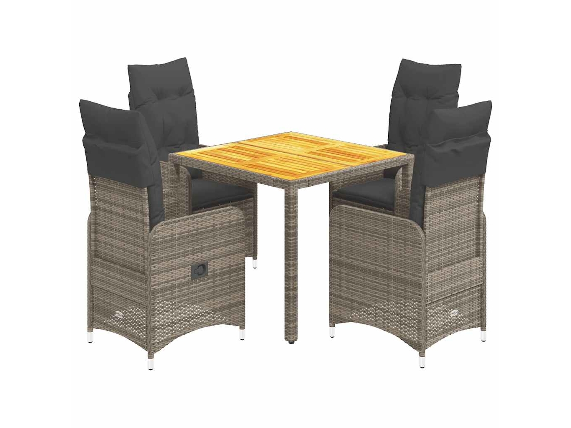 Maison Exclusive - 5 Pcs Conjunto Bistrô De Jardim C/ Almofadões Vime Pe Cinza