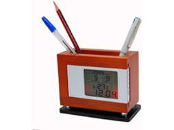 Ruilogod Suporte para Canetas de Mesa Madeira Com Relógio Lcd Destacável E Calendário Id 83e 765afc B41 609