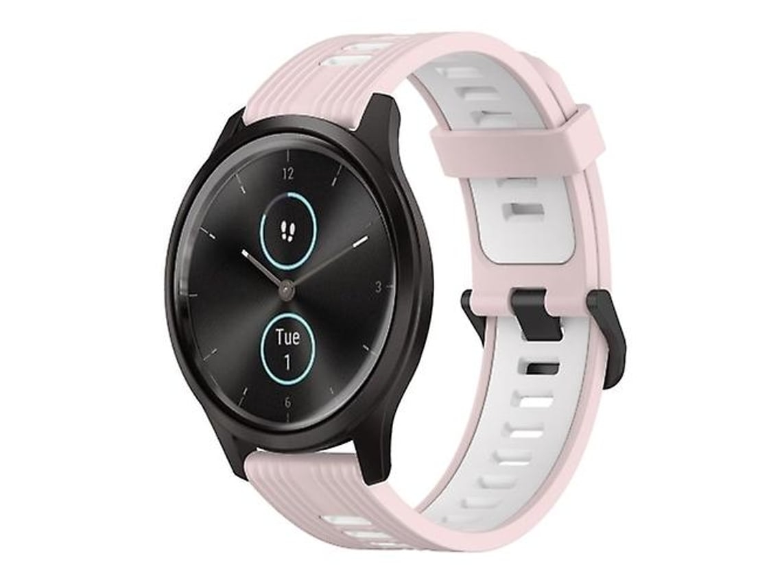 Pulseira De Silicone Rosa E Branca 20 Mm, Compatível Com Garmin Vivomove.