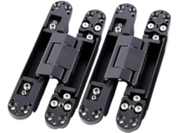 2 Dobradiças De Porta, Ocultas, Ajustáveis, Em Cruz, Para Portas De Madeira Com Abertura Externa 2-unidades, 40kg Pretas