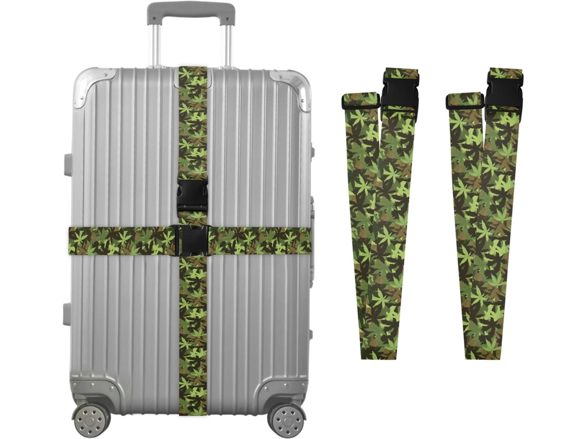 Conjunto De 2 Cintas Bagagem Com Estampa Camuflada Para Malas, Cintas De Viagem, Acessórios Para Cintos, Conector De