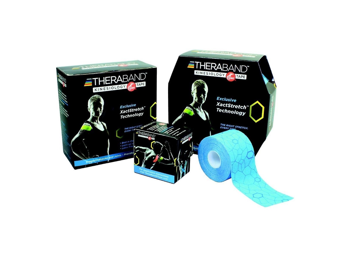 Fita Theraband Kinesiology para Fisioterapia e Treinamento Muscular 5 cm x 5 m Azul Slowmoose
