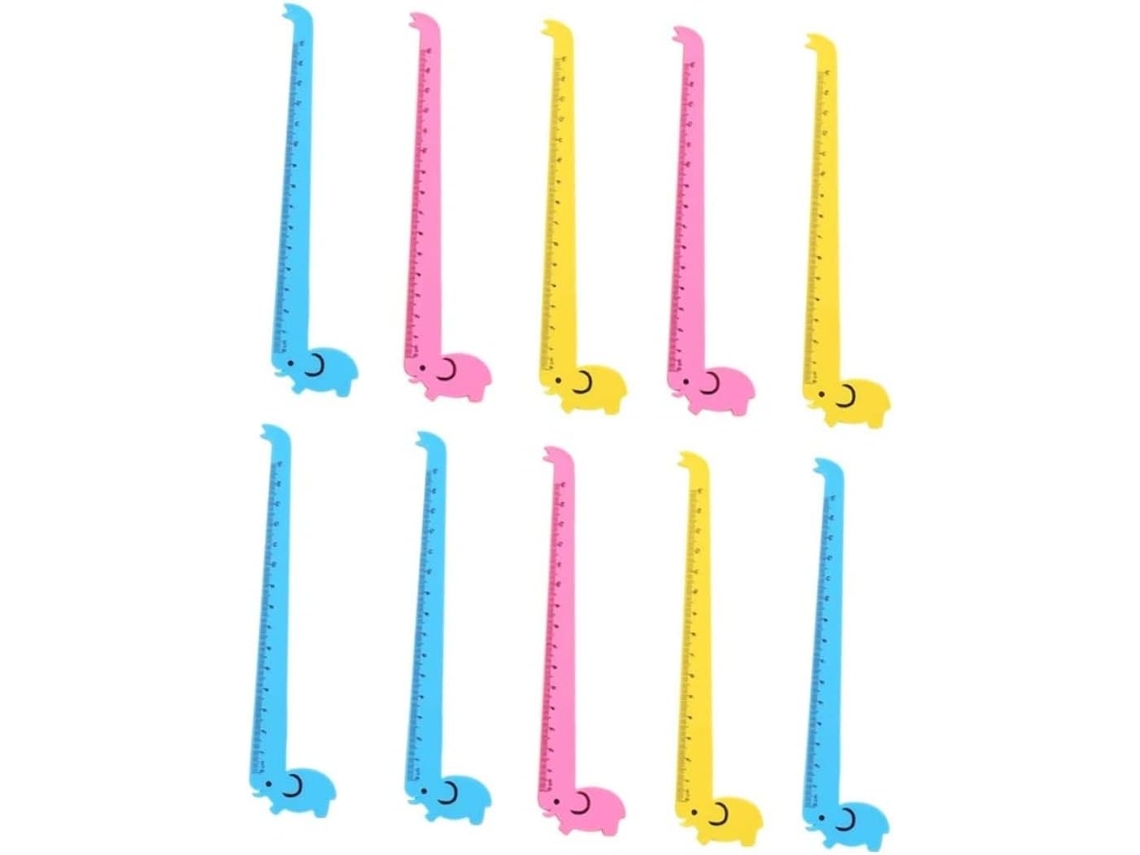 Conjunto de 10 réguas de plástico Stobok em formato de girafa, réguas de desenho animadas para estudantes, material escolar.
