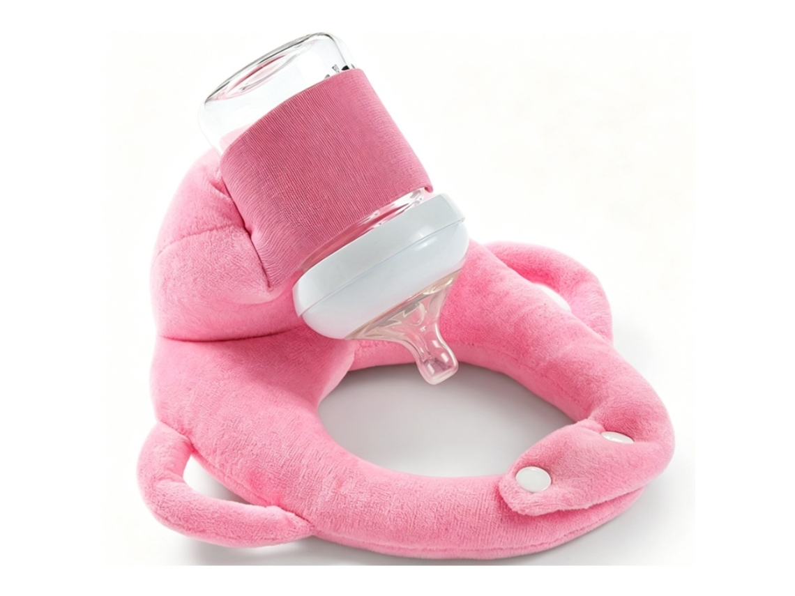 Suporte para Mamadeira, Mãos livres e Fixo, Apoio para Amamentação, Rosa .CZHHMART