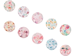 Ímãs De Geladeira Vidro, 10 Peças, Design Floral