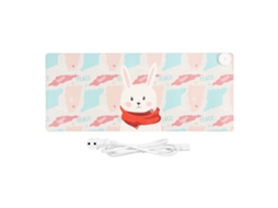 Mouse Pad Grande Aquecido Coelho Fofo 31x13in 3 Níveis De Aquecimento Tapete De Mesa Quente Plugue Ue