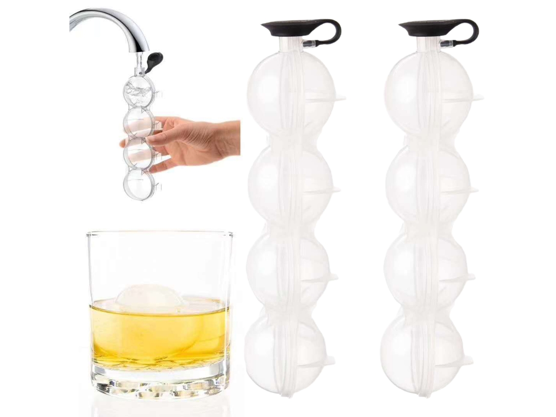 Molde de Grade de Gelo 2 Peças, Multifuncional, 4 Cavidades, Silicone Pp, Bandeja Criativa para Cubos de Gelo para Bar Transparente SUNNY SPACES