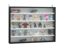 Vitrine de Parede com Prateleiras Ajustáveis, Portas de Vidro, 80x9,5x60 Cm, Preto e Branco ORBITRA COMMERCE