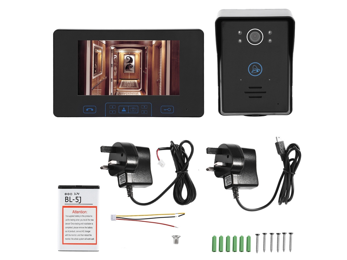 Campainha De Vídeo Sem Fio Com Impressão Digital De 7 Polegadas (2.4g, Com Bateria Inclusa)