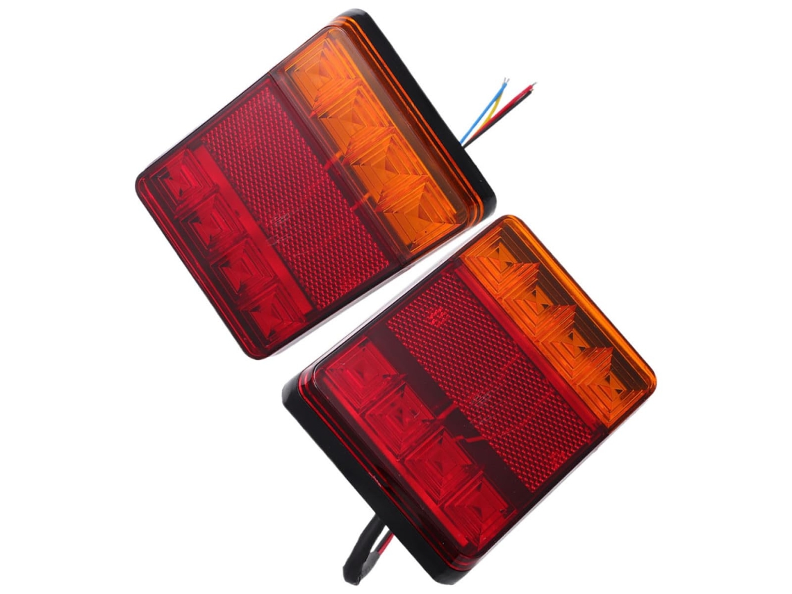 Conjunto De 2 Lanternas Traseiras De Reboque De 12v Com 8 Leds Em Abs