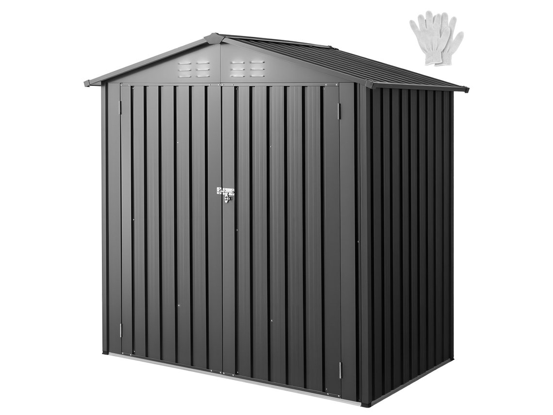 Casinha Metálica Para Ferramentas 1860 X 1210 X 1841 Mm Para Jardim Cinza Vevor