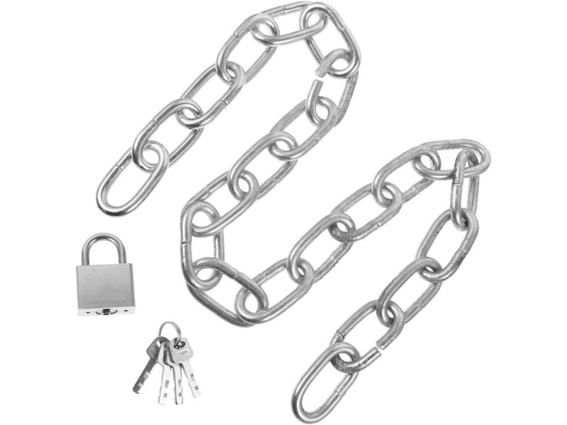 Cadeado De Corrente De Ferro Para Bicicleta, Prateado, Portátil