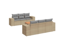 Conjunto de 7 Sofás para Jardim com Almofadões Vime Pe Bege MAISON EXCLUSIVE (7 pcs)