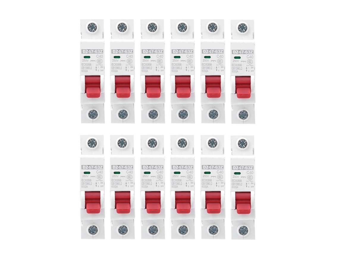 12 Peças Interruptor DZ47 63Z DC250V 1p MCb Proteção de Circuito Fotovoltaico S/MARCA