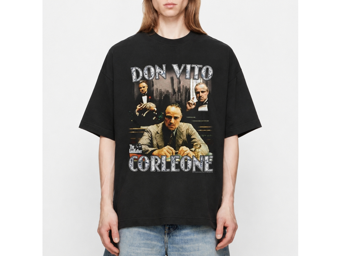 Rockinstone Godfather Don Vito Collage Black Adult T-shirt Size:s