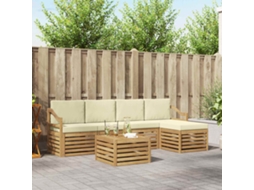 Vidaxl Conjunto De Sofás Para Exterior 6 Unid. Branco E Creme