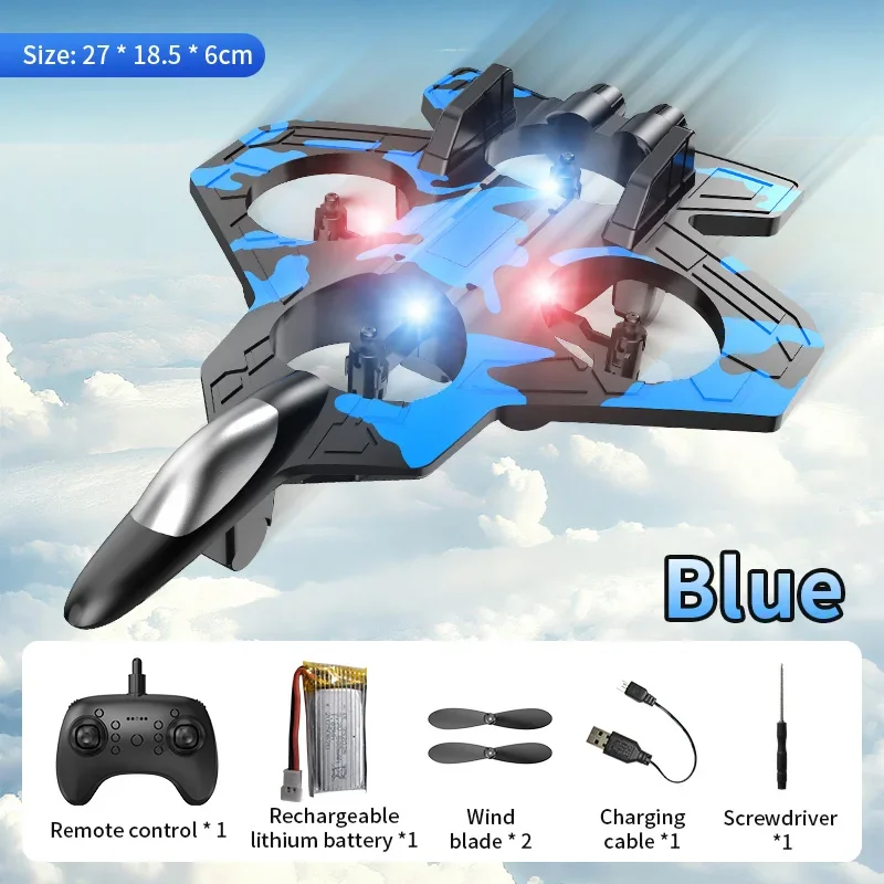 Avião de Controle Remoto, Asa Fixa, Parada de Emergência, Avião de Espuma Giratório, Resistente a Impactos. MDUG (azul)