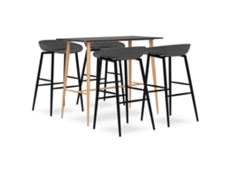 Vidaxl 5 Pcs Conjunto De Bar Preto E Cinzento