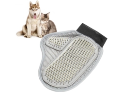Luvas Escova Para Pelos Animais – Escova Cães E Gatos – Tpr/malha/fecho Velcro – Cinzento