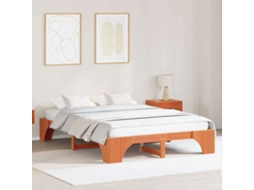 Vidaxl Estrutura da Cama Marrom Cera 140 X 200 Cm