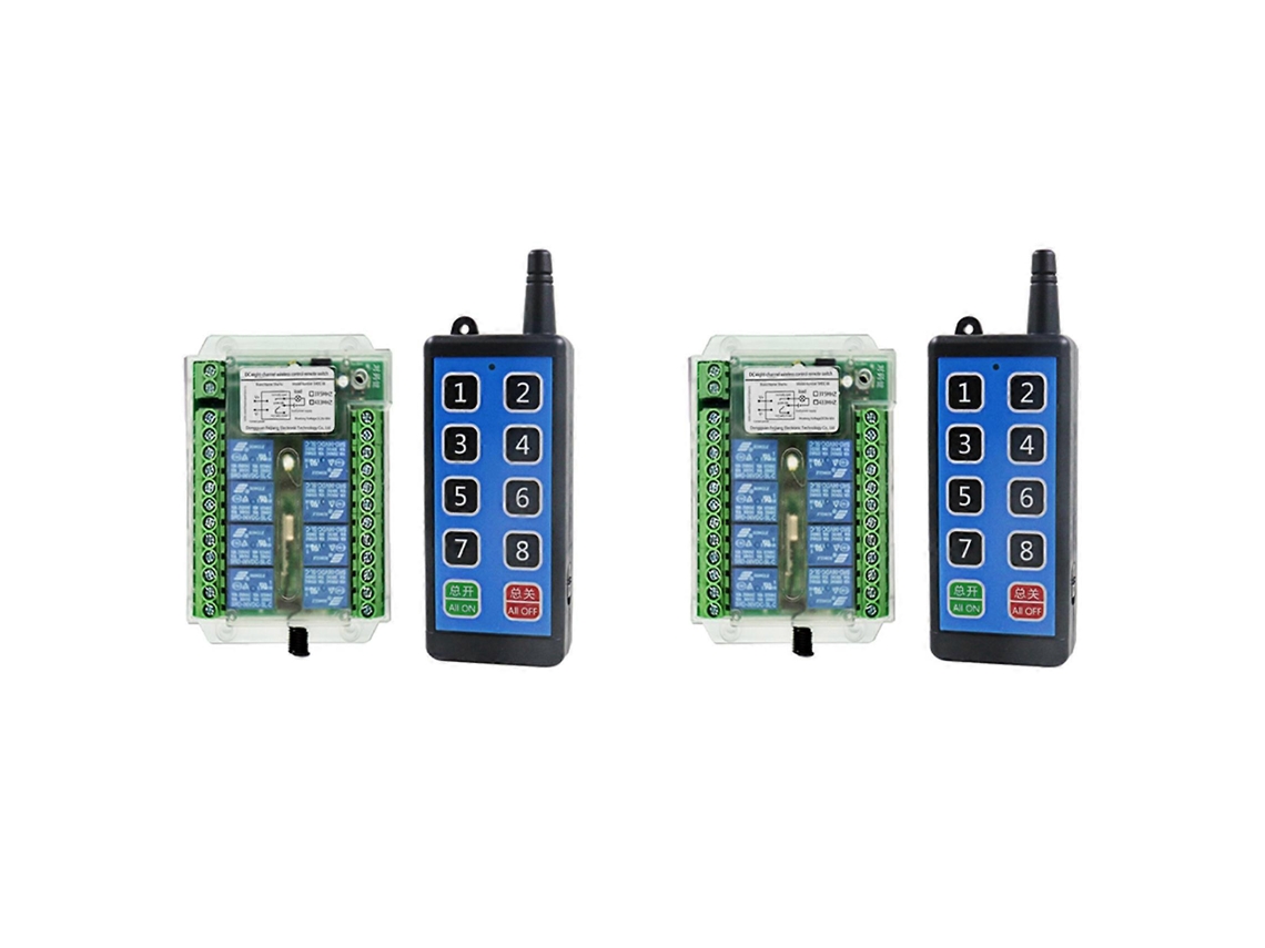 Interruptor de controle remoto RF Semi Fio com 8 canais (2 unidades), 9-72 V CC, para controle remoto de motores.