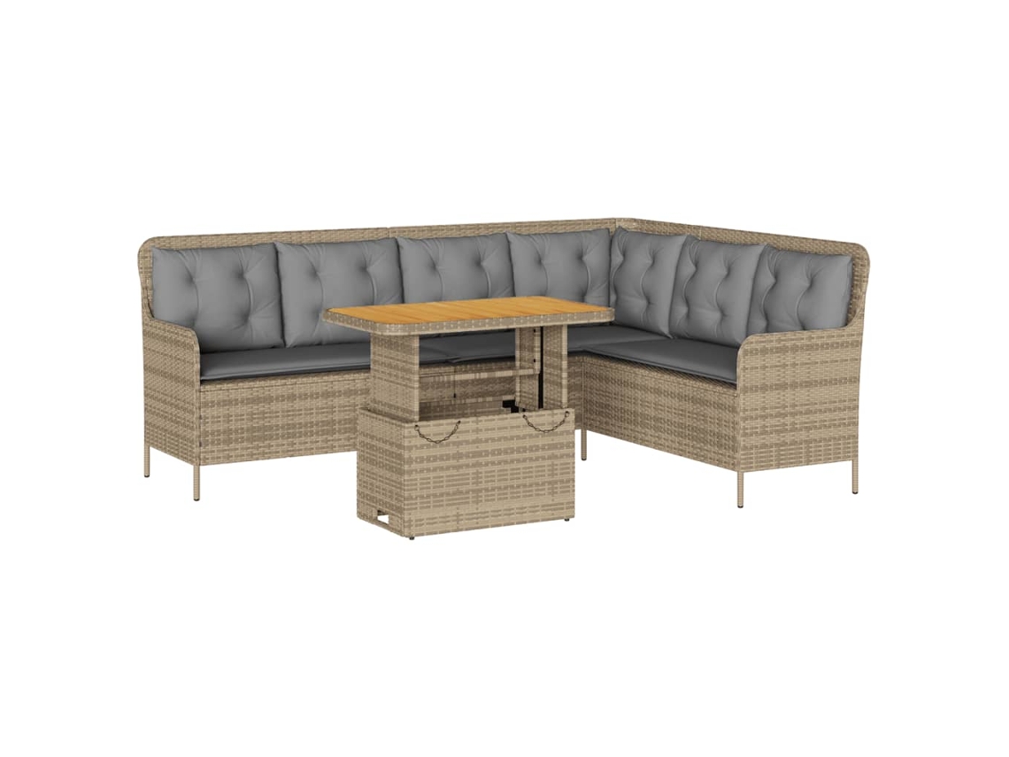 Conjunto de 2 sofás de jardim com almofadões Vime Pe Bege MAISON EXCLUSIVE (90x200 cm)